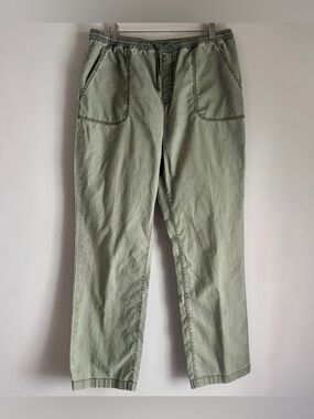 L.L. Bean Green Utility Drawstring Elastic Waist Pull-On Classic Fit Pants Sz 12